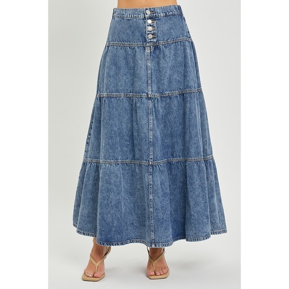 Risen Jeans Dresses & Skirts - RISEN High Rise Ruffle Long Skirts - Medium